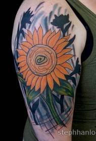 shoulder color new Style big flower tattoo pattern