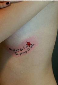 sexy beauty chest personality fashion five-pointed star tattoo picture