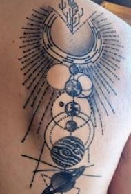stražnji ramen tetovaža dječak stražnje rame crna planeta tetovaža slika