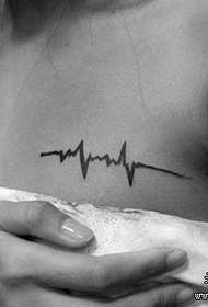 msichana kifua rahisi maarufu muundo wa tattoo wa ECG