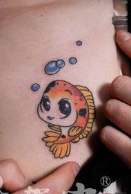 Modela Tattooê ya Fish Cartoon Cute Chest