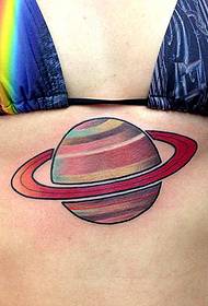 推荐一幅流行个性胸部下面的星球纹身图案