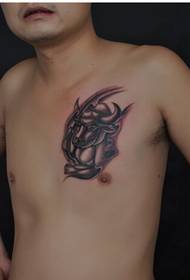 moda męska klatka piersiowa Spersonalizowany przystojny obraz tatuażu z głową krowy