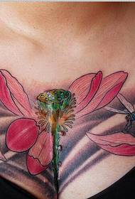 sexy froulike boarstmode goed útziende lotus tatoetepatroonfoto 56693-froulike boarst allinich prachtige inketstyl gans tattoo-ôfbylding