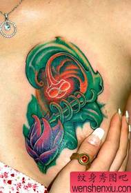 beauty chest 3D heavy color tattoo pattern
