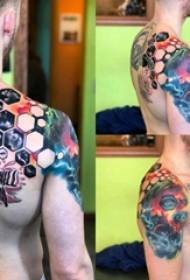 Harajuku Uzorak za tetovaže dječaka na ramenu slikana geometrijsku sliku za tetovažu