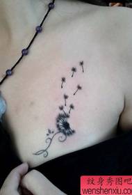 girl chest good looking fashion dandelion tattoo pattern