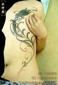 sexy seductive beauty chest to waist feather vine tattoo pattern