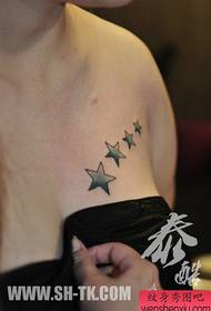 beauty chest popular beautiful five-pointed star tattoo pattern