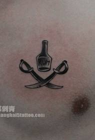 pattern ng tattoo ng isang pirata ng dibdib ng isang batang lalaki