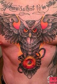 creative chest owl tattoo works