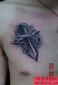 chest good-looking popular cross tattoo pattern