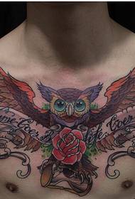 men's chest a beautiful looking flying owl pattern picture