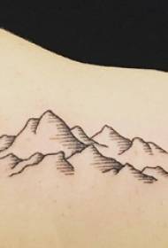 chicas en los hombros punto negro espina simple línea abstracta montaña fotos de tatuajes