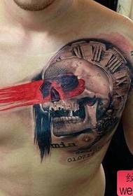 chest European and American skull tattoo works