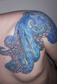 boys shoulder painting gradient simple abstract line octopus tattoo picture