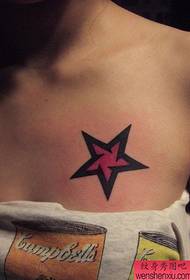 chest creative five-pointed star tattoos