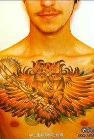 man front chest super handsome Owl tattoo pattern