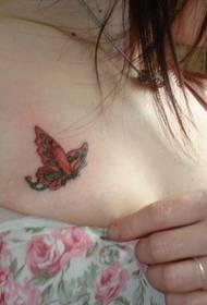ქალის გულმკერდის პეპლის ტატუირების ნიმუში - 蚌埠 ტატულის შოუს სურათი Xia art tattoo რეკომენდირებულია