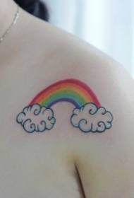 cute Shoulder rainbow cartoon tattoo pattern