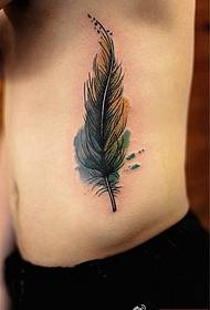 a chest feather tattoo pattern