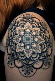 female shoulder cute mandala flower tattoo pattern