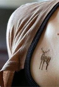 girl chest cute deer tattoo pattern
