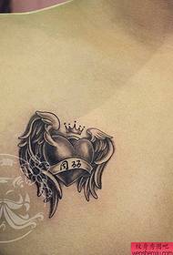 a chest love wings tattoo pattern