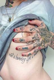sharing beauty sexy Chest text tattoo work picture