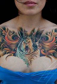 girl chest stylish personality good-looking rabbit tattoo pattern picture