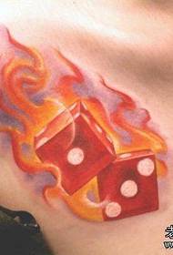 kleur Sub-vlam tattoo patroon: borst dobbelstenen vlam tattoo patroon tattoo foto