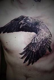 left front chest realistic 3d eagle tattoo pattern