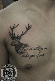 Chest antelope alphabet tattoo work is shared by the tattoo show 57271-beauty chest fashion beautiful lace love tattoo pattern