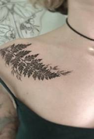 shoulder symmetrical tattoo girl shoulder black leaf tattoo picture