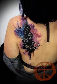 rameno tetování vzor stromu akvarel