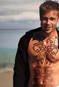 European handsome guy chest personality alternative domineering totem tattoo