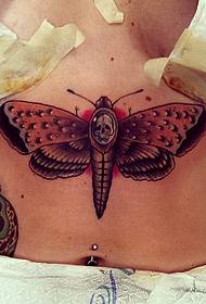 recommended under the chest A popular butterfly tattoo pattern