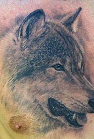 Domineering Fashion Chest Wolf Head Tattoo