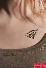 clavicle diamond name pattern tattoo