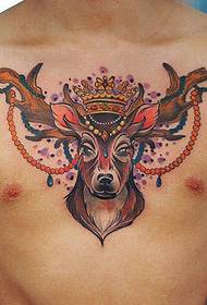 chest elk V tattoo works