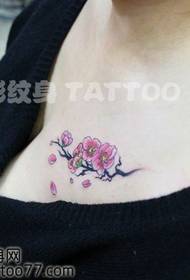 good-looking sexy chest plum tattoo pattern
