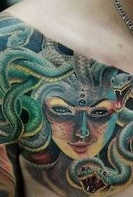 warna gambar kerja tato Medusa Barat