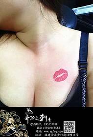 female chest lip print tattoo