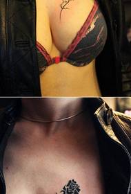 съблазнителна красота гърдите тотем розова татуировка модел