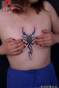 an alternative sexy beauty boobs Color totem scorpion tattoo pattern