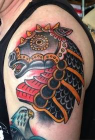 Old School Farbe Schulter Krieger Pferd Tattoo Muster