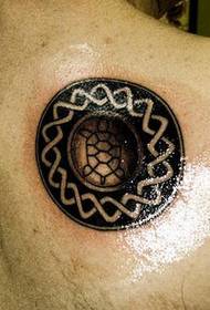black shoulder tribal logo tattoo pattern