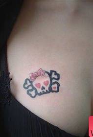 girl chest a lovely totem skull tattoo pattern