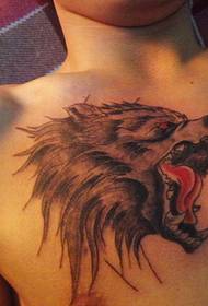 borst wolf hoofd tattoo patroon - 蚌埠 tattoo toon foto goud 禧 tattoo aanbevolen