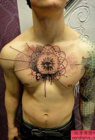 the special style of the chest of God's eye flower tattoo pattern